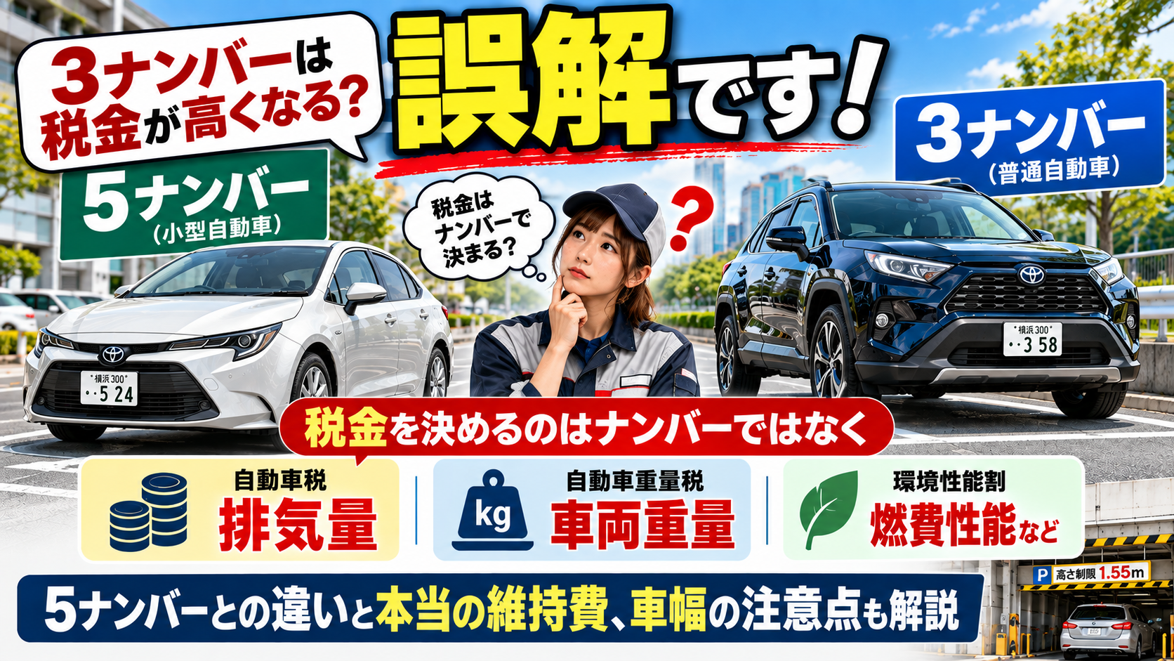 3ナンバーだと税金が高くなるは誤解？5ナンバーとの違いと本当の維持費【車幅の注意点も解説】